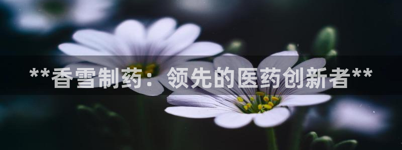 老哥吧九游会：**香雪制药：领先的医药创新者**