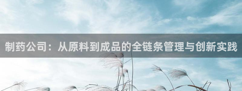 九游会老哥必备的交流社区：制药公司：从原料到成品的全链条管理与创新实践