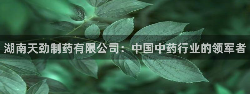 九游会老哥必备的交流社区九：湖南天劲制药有限公司：中国中药行业的领军者