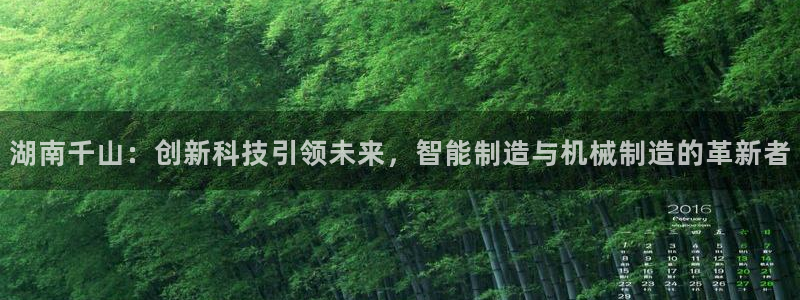 九游会老哥必备的交流社区：湖南千山：创新科技引领未来，智能制造与机械制造的革新者