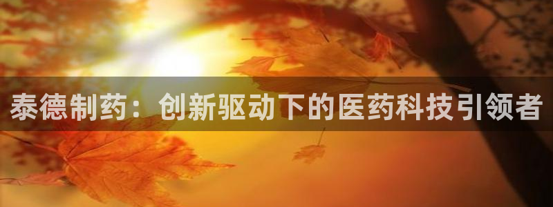 ag九游老哥俱乐部：泰德制药：创新驱动下的医药科技引领者